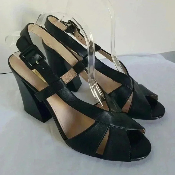 Louie et Cie 10M sling back open toe leather heels - Picture 2 of 7